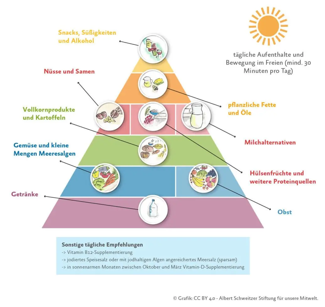 Die Ernährungspyramide für Veganer von der Albert-Schweitzer-Stiftung