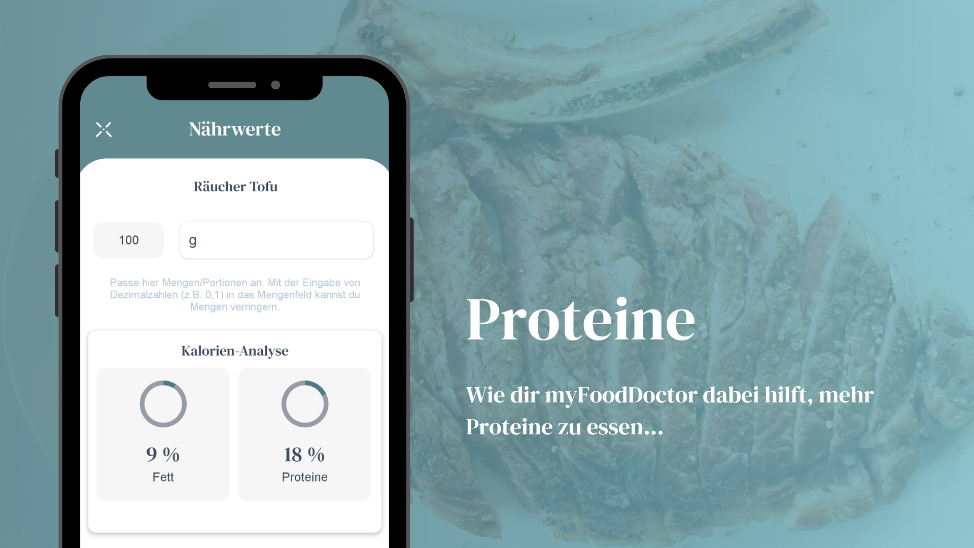 Die myFoodDoctor-App hilft dir dabei ausreichend Proteine zu dir zu nehmen